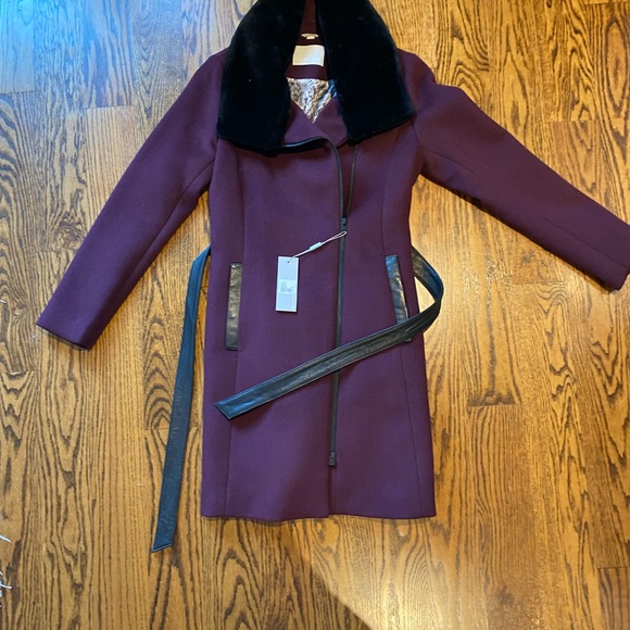 SOIA & KYO burgundy wool coat - Picture 5 of 6